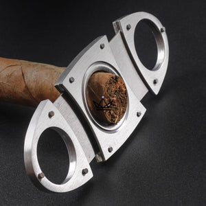 Coupe-cigare BANG guillotine — acier brossé & rivets, cepo 53 max - ["maj-filtre"] - Coupe Cigare - Cadeau, Noël, Anniversaire, Original, Fête des pères, fête des mères - Atelier Atypique