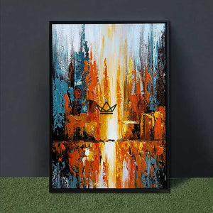 Peinture à l'huile sur toile XXL - Reflets Urbains - [] - 0 - Cadeau, Noël, Anniversaire, Original, Fête des pères, fête des mères - Atelier Atypique